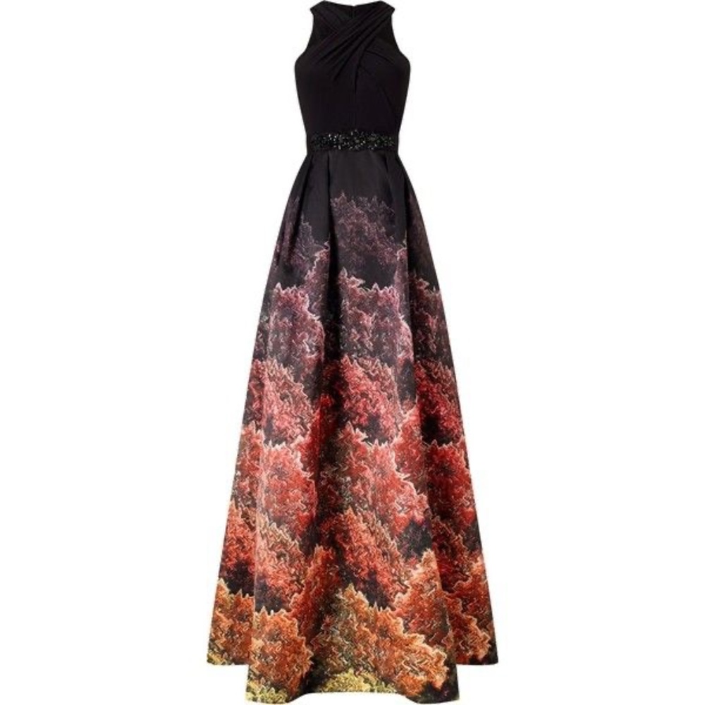Adrianna Papell Black and Red Ombre Maxi Dress